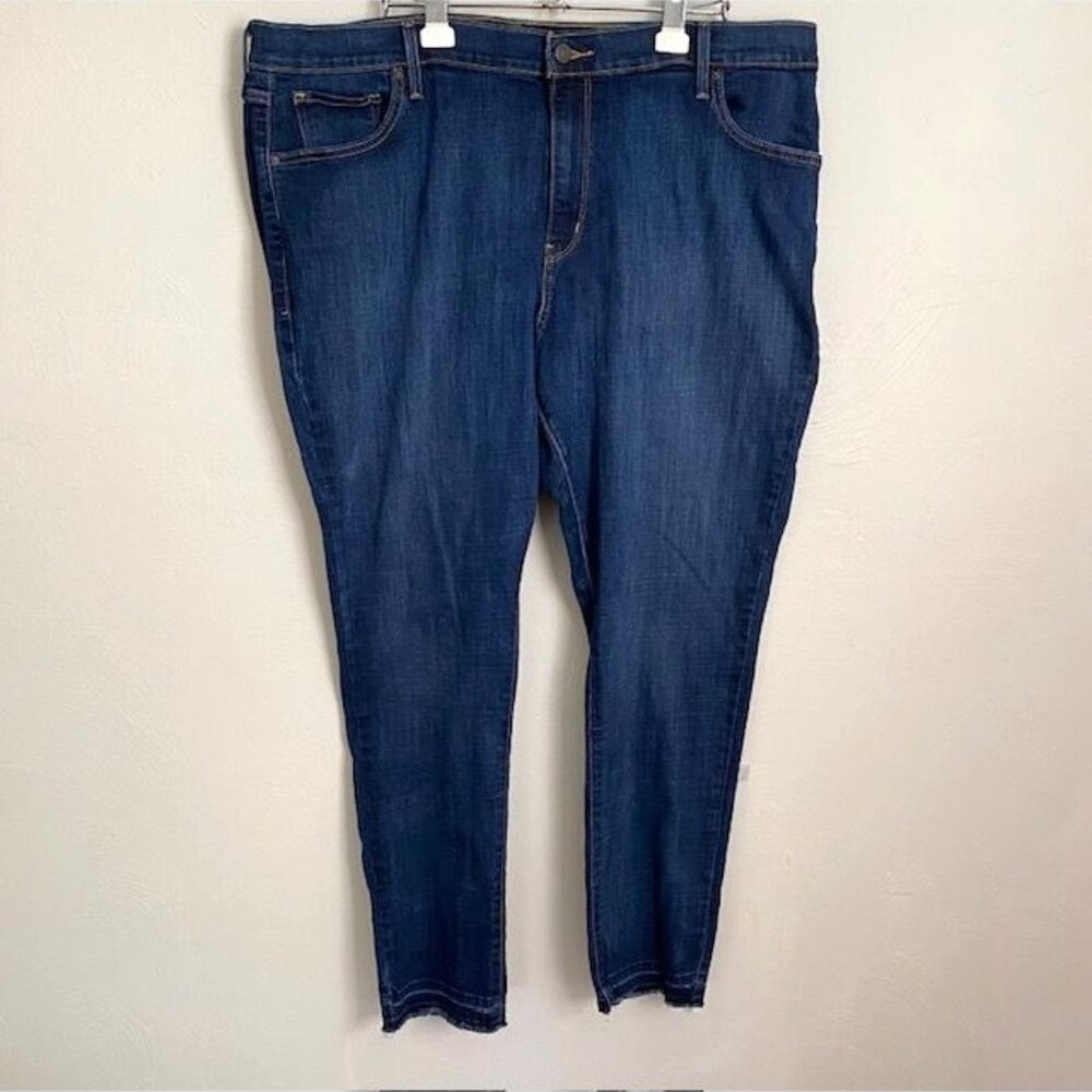 Levis 721 High Rise Skinny Jeans Dark Wash Plus Size 24W Stretch Logo 5 pocket